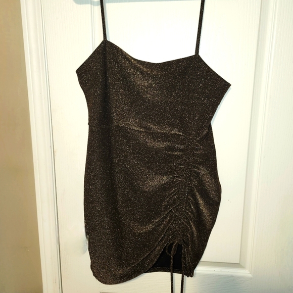 Shimmer mini gold and black  glitter dress, party dress size xl - Picture 1 of 4